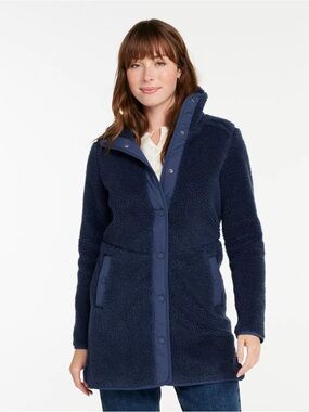 L.L. Bean Women's Navy Sherpa Fleece Coat - Size Small